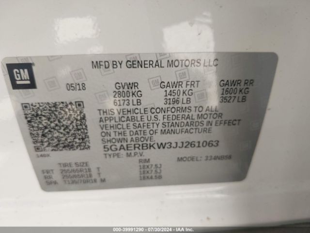 5GAERBKW3JJ261063 Buick Enclave Essence