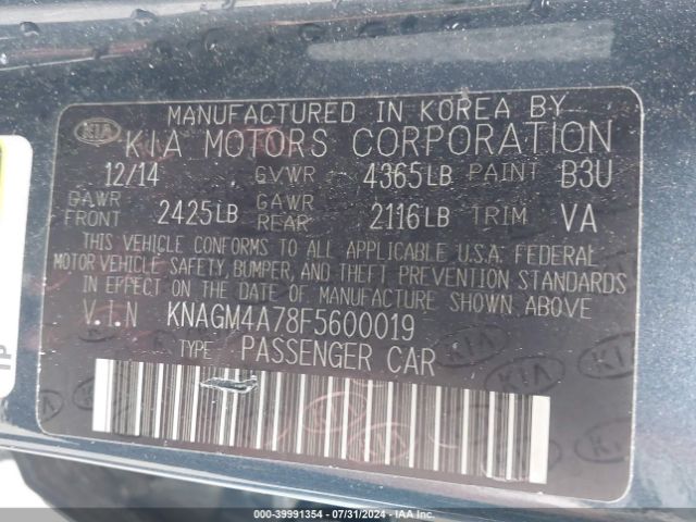 KNAGM4A78F5600019 KIA Optima Lx