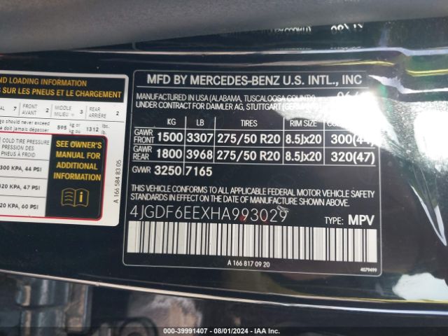 4JGDF6EEXHA993029 Mercedes-Benz Gls 450 4matic