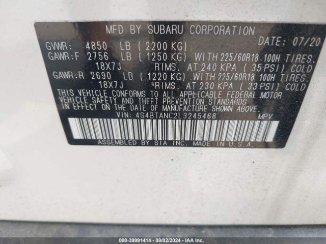 4S4BTANC2L3245468 Subaru Outback Limited