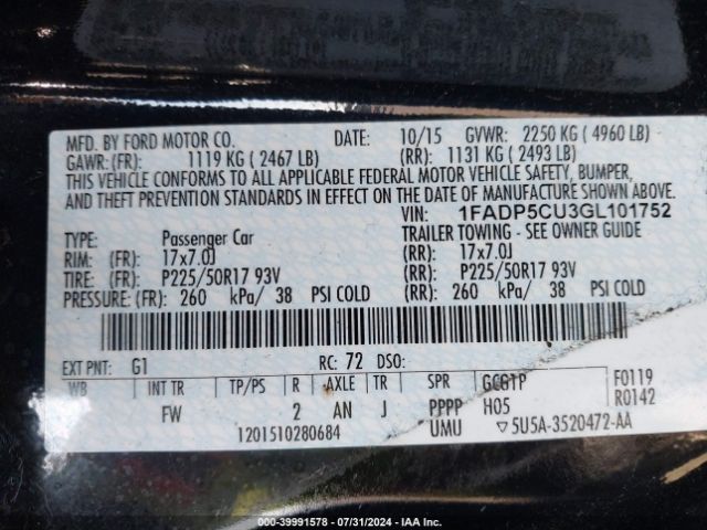 1FADP5CU3GL101752 Ford C-max Energi Sel