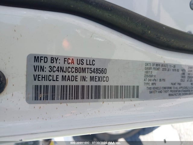3C4NJCCB0MT548560 Jeep Compass Limited Fwd