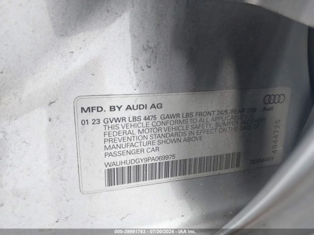 WAUHUDGY9PA069975 Audi A3 Premium Plus 40 Tfsi Quattro S Tronic