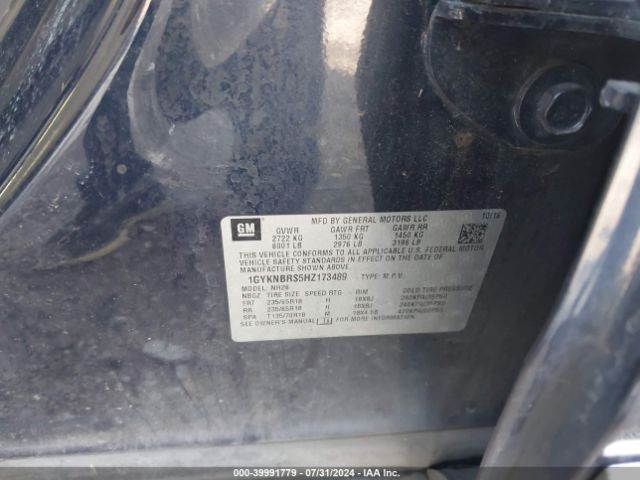 1GYKNBRS5HZ173489 Cadillac XT5 LUXURY