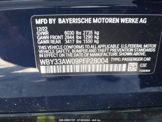 WBY33AW09PFP28004 BMW I4 M50