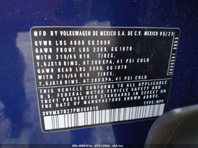 3VVMX7B27PM356510 Volkswagen Taos 1.5t S