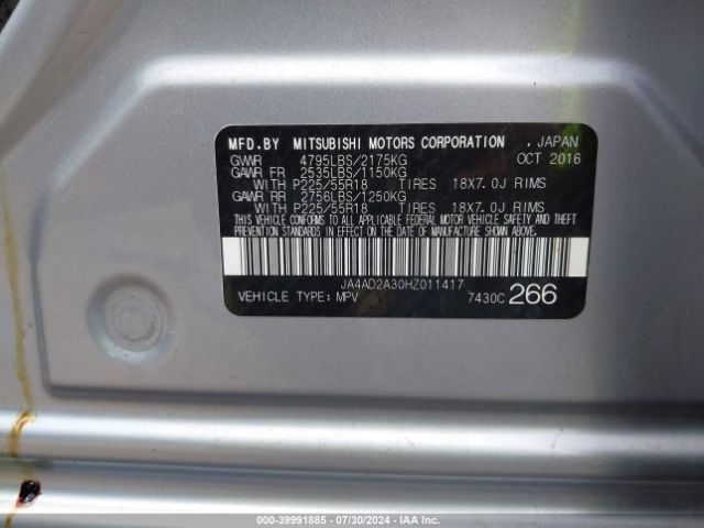 JA4AD2A30HZ011417 Mitsubishi Outlander Es