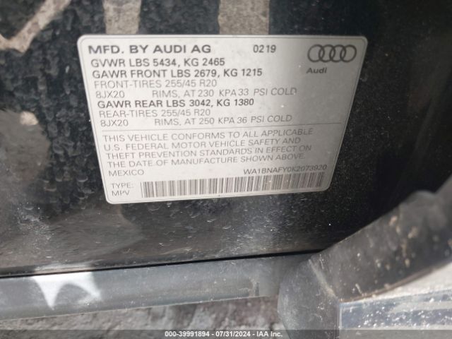 WA1BNAFY0K2073920 Audi Q5 45 Premium