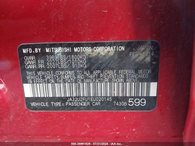 2014 MITSUBISHI LANCER JA32U2FU1EU020145 Photo 8