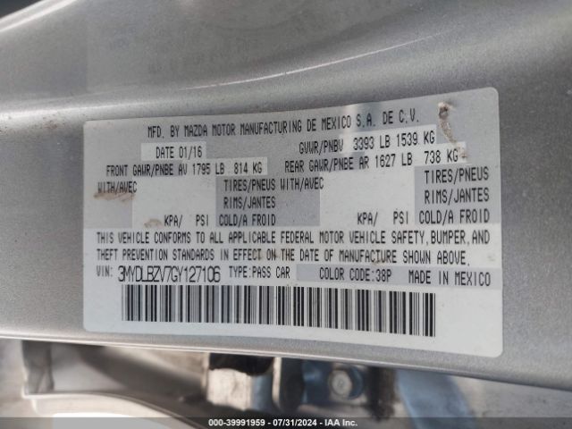 3MYDLBZV7GY127106 Scion IA