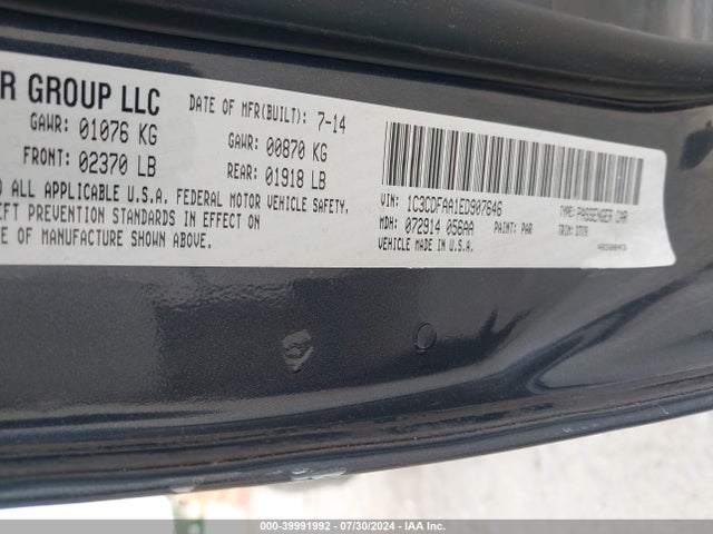 Dodge DART SE 2014 1C3CDFAA1ED907646 Image 9