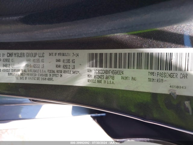 Chrysler 200 Limited 2015 1C3CCCABXFN560324 Image 9
