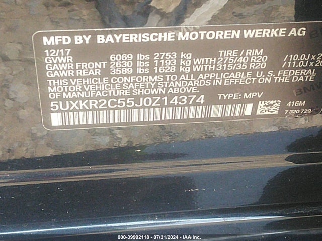 5UXKR2C55J0Z14374 BMW X5 Sdrive35i