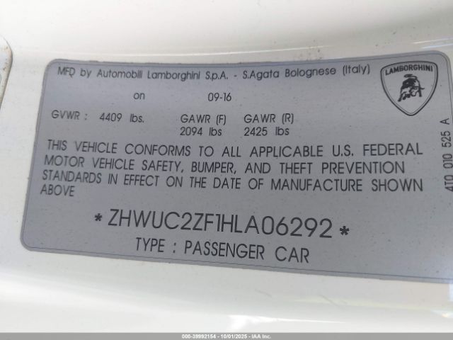 2017 LAMBORGHINI HURACAN ZHWUC2ZF1HLA06292 Photo 8