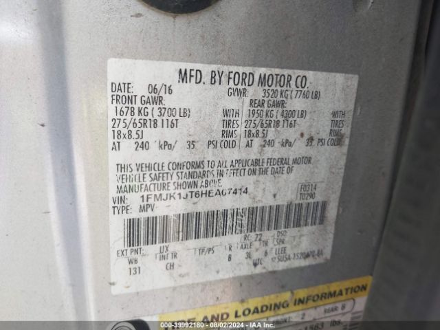 1FMJK1JT6HEA07414 Ford Expedition El Xlt