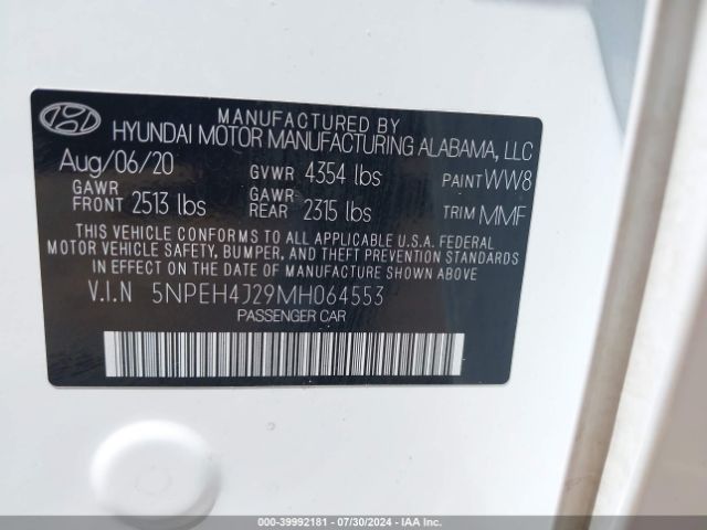 5NPEH4J29MH064553 Hyundai Sonata Limited