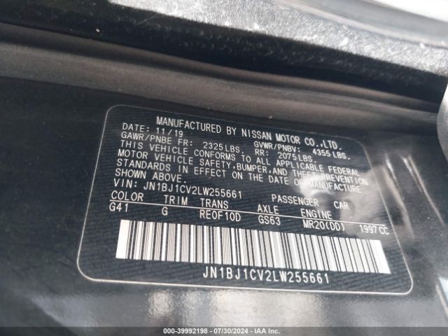 JN1BJ1CV2LW255661 Nissan Rogue Sport Sv Fwd Xtronic Cvt