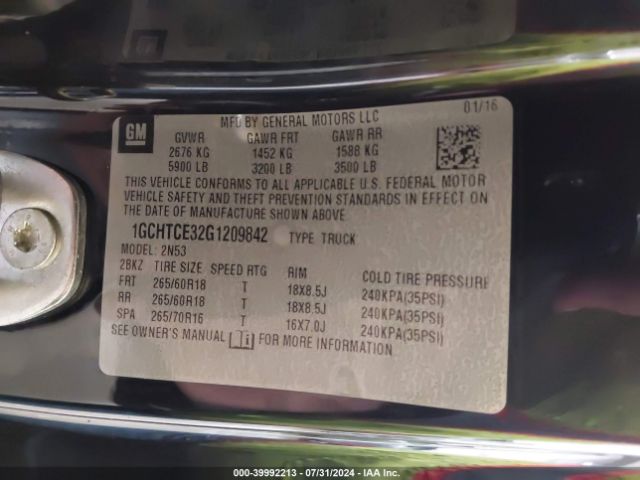 1GCHTCE32G1209842 Chevrolet Colorado Lt
