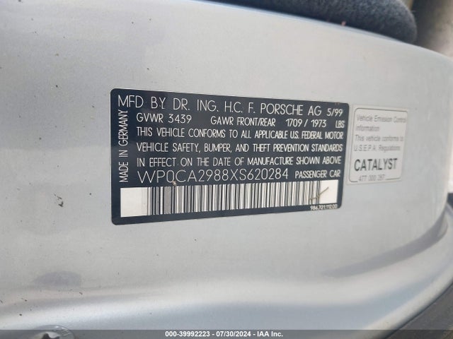 1999 PORSCHE BOXSTER WP0CA2988XS620284 Photo 8