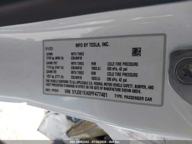 2023 TESLA MODEL 3 5YJ3E1EA0PF477481 Photo 8