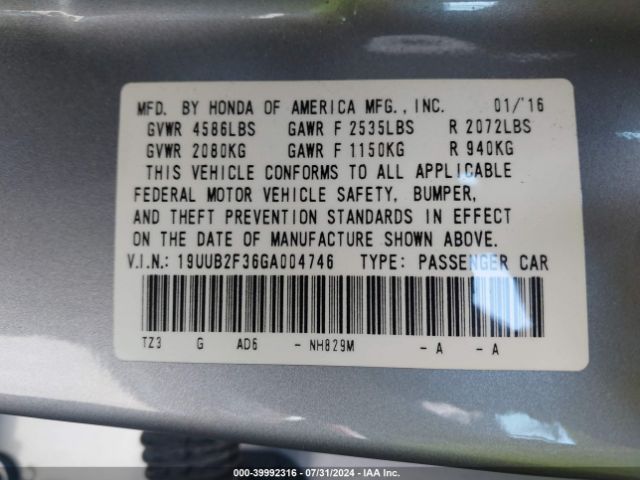 19UUB2F36GA004746 Acura Tlx V6