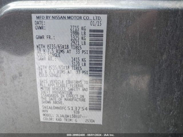 5N1AL0MN0FC513754 Infiniti QX60