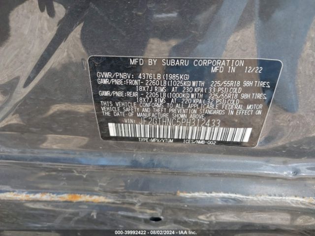 JF2GTHNC5PH312433 Subaru Crosstrek Limited