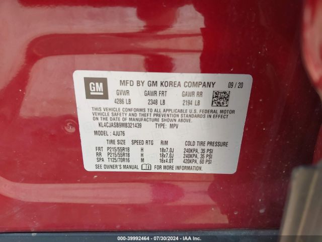 KL4CJASB9MB321439 Buick Encore Fwd Preferred