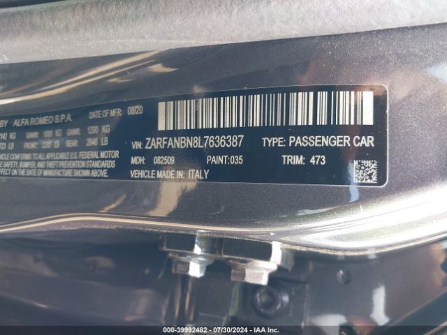 ZARFANBN8L7636387 Alfa Romeo Giulia Ti Sport Awd