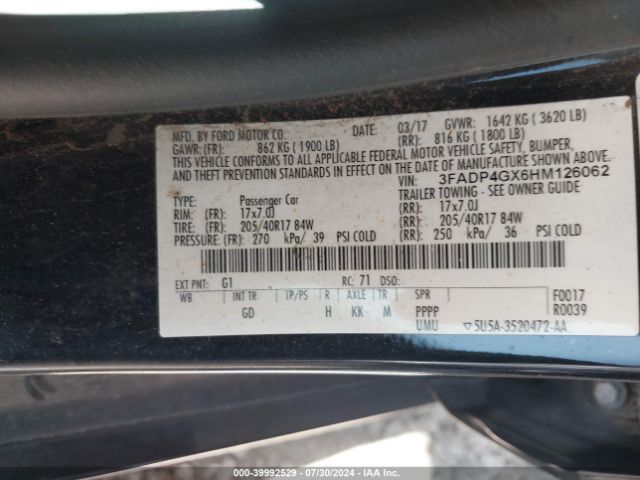 3FADP4GX6HM126062 Ford FIESTA ST