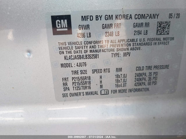 KL4CJASB4LB352581 Buick Encore Fwd Preferred