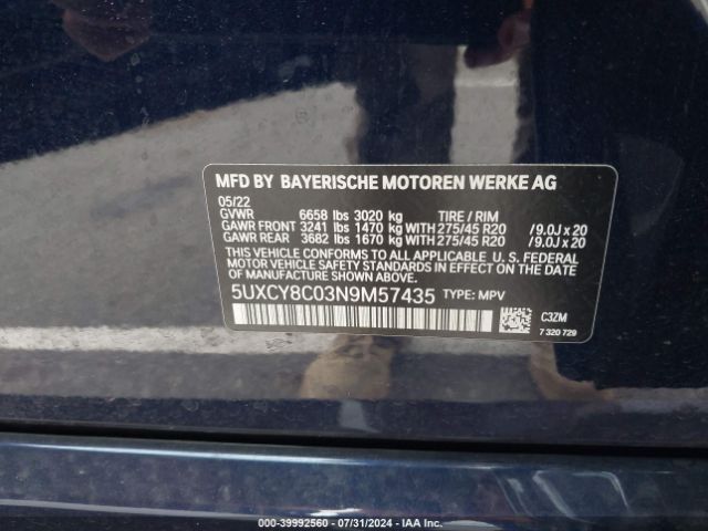 5UXCY8C03N9M57435 BMW X6 M50i