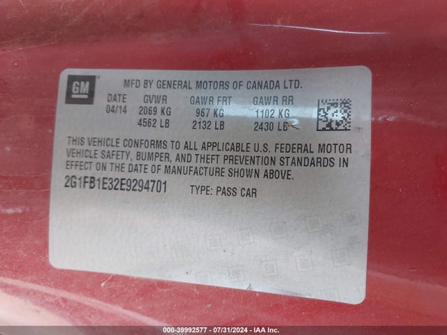 Chevrolet Camaro 1lt 2014 2G1FB1E32E9294701 Image 9