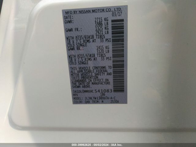 5N1DL0MMXHC541083 Infiniti QX60