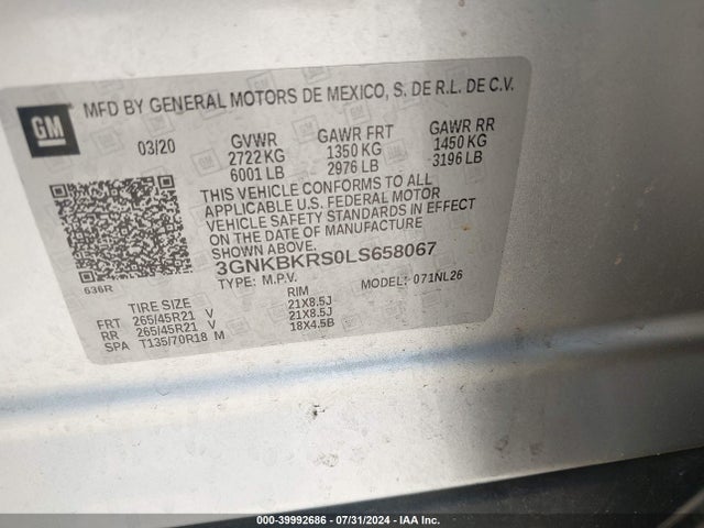 Chevrolet Blazer Awd Rs 2020 3GNKBKRS0LS658067 Image 9