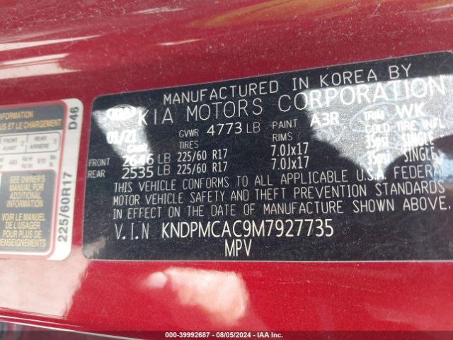 KNDPMCAC9M7927735 KIA Sportage Lx