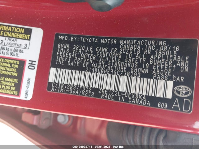 Toyota Corolla S Plus 2016 2T1BURHE1GC738293 Image 9