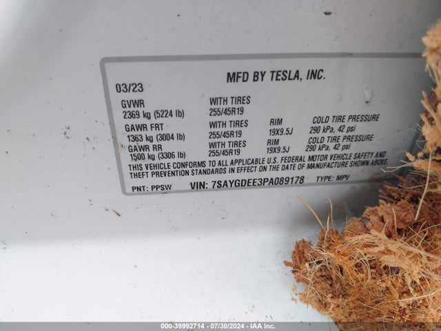 2023 TESLA MODEL Y 7SAYGDEE3PA089178 Photo 8