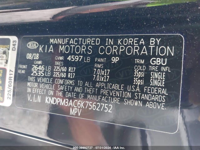KIA Sportage Lx 2019 KNDPM3AC6K7562752 Image 9
