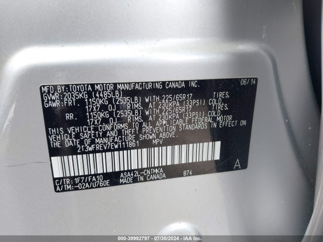 Toyota Rav4 Xle 2014 2T3WFREV7EW111861 Image 9