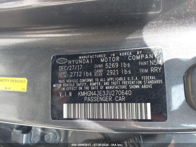 KMHGN4JE3JU270640 Genesis G80 3.8