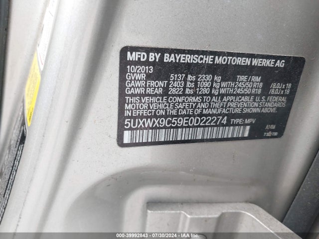 5UXWX9C59E0D22274 BMW X3 Xdrive28i