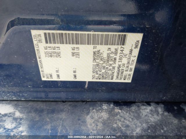 1N4AA6AP6HC380347 Nissan Maxima 3.5 Platinum/3.5 S/3.5 Sl/3.5 Sr/3.5 Sv