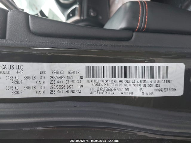 1C4RJFBG8GC427307 Jeep Grand Cherokee Limited 75th Anniversary