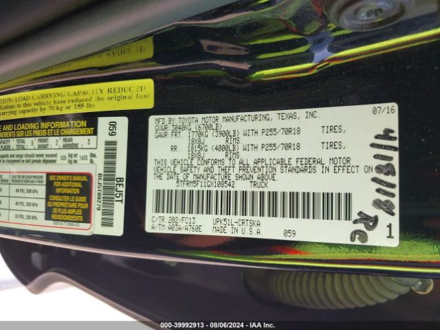 5TFRM5F11GX108542 Toyota Tundra Sr5 4.6l V8
