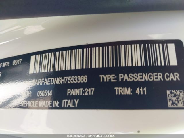 ZARFAEDN6H7553366 Alfa Romeo Giulia Awd