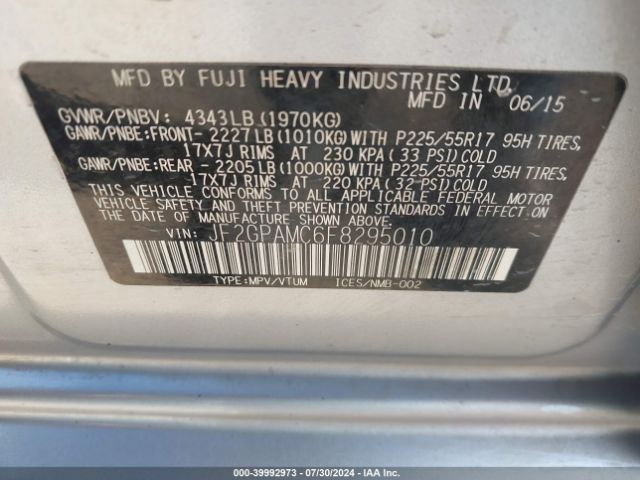 JF2GPAMC6F8295010 Subaru Xv Crosstrek 2.0i Limited