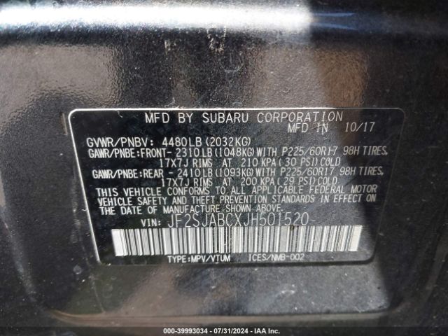 JF2SJABCXJH501520 Subaru Forester 2.5i