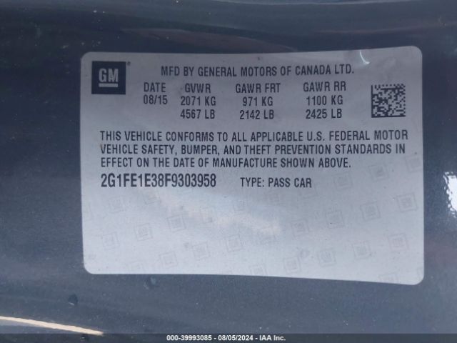 2015 CHEVROLET CAMARO 2G1FE1E38F9303958 Photo 8