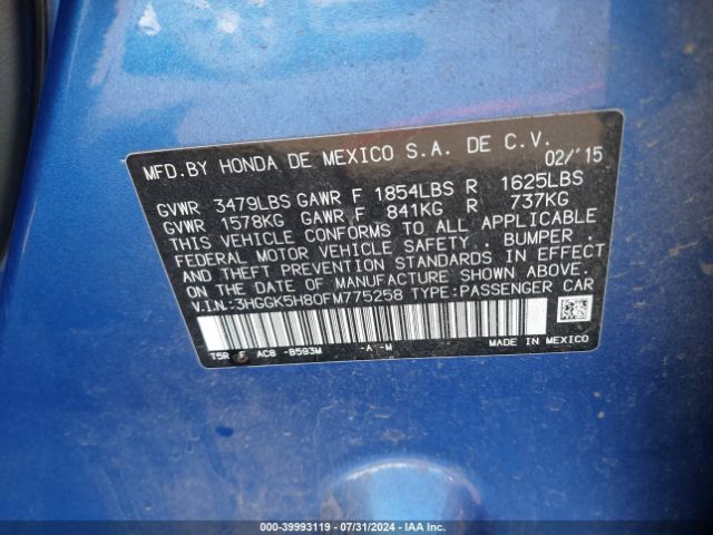 3HGGK5H80FM775258 Honda Fit Ex/ex-l